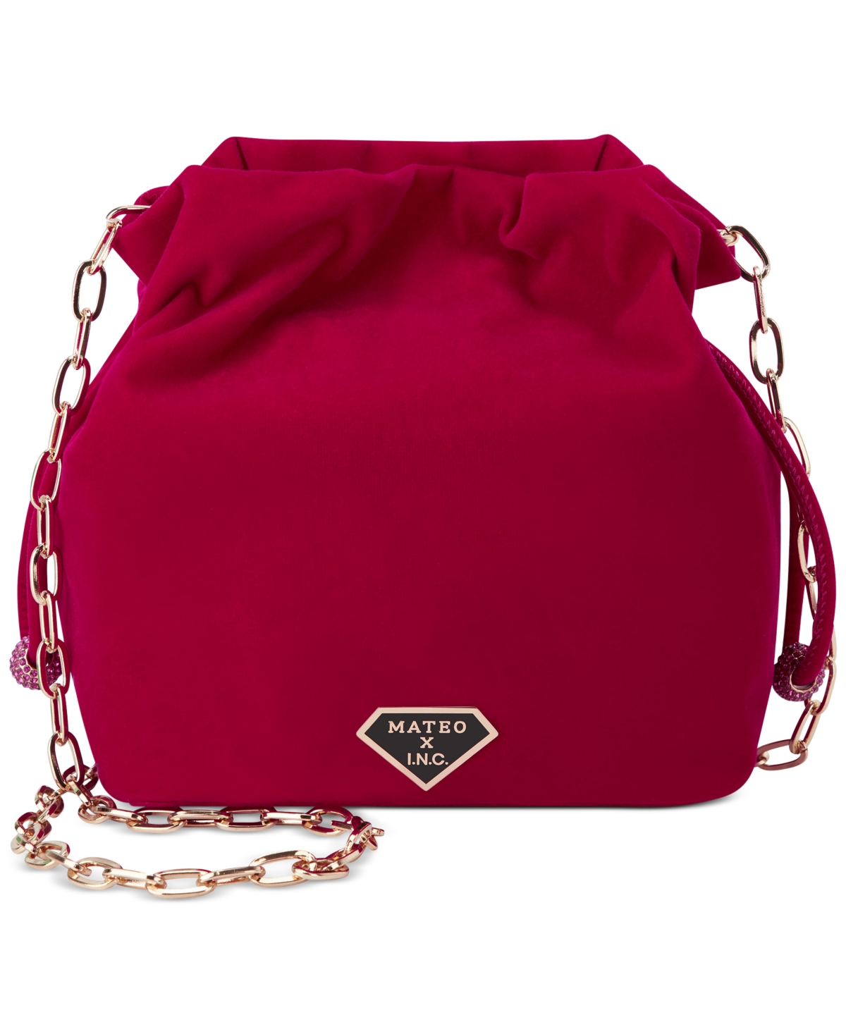 Inc International Concepts Mateo For Inc Velvet Bucket Bag, Created For Macy's In Deep Orchi