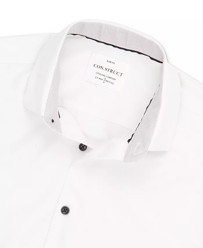 Men's Slim-Fit Solid Performance Stretch Cooling Comfort Dress Shirt - thumbnail 6