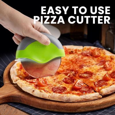 Razor Sharp Stainless Steel Pizza Wheel Cutter With Protective Blade Guard