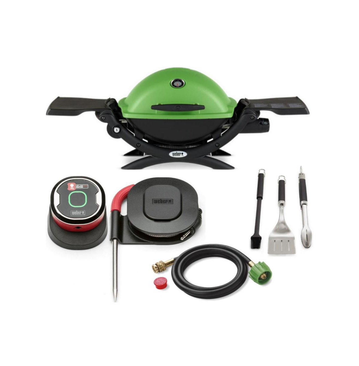 Q 1200 Gas Grill (Green) With Adapter Hose, Thermometer And Tool - Green