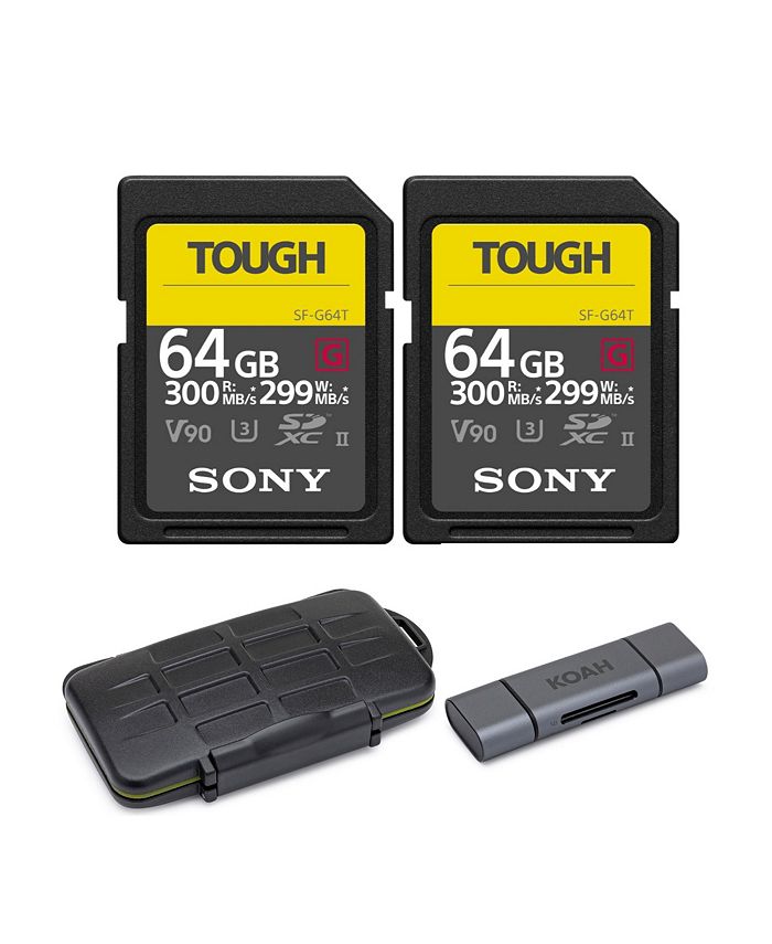 Sony 64Gb UhsIi Tough GSeries Sd Card 2Pack Bundle With Case And
