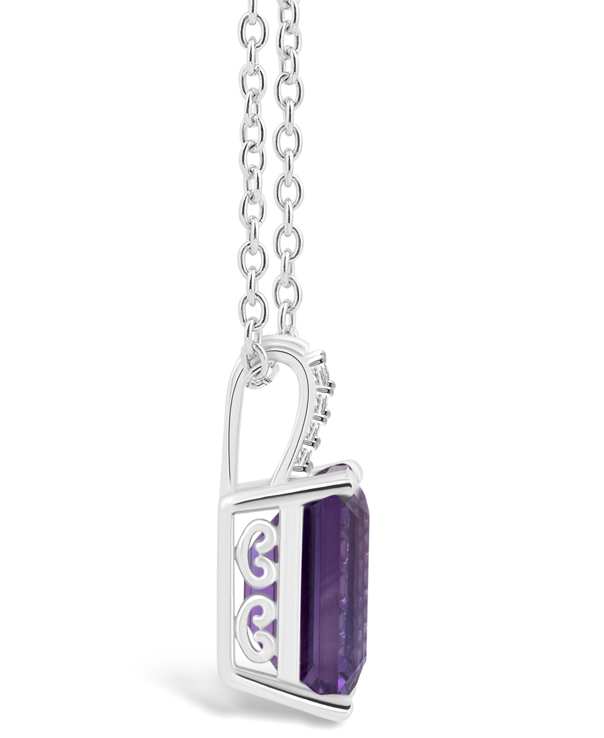 Macy's Women's(3-1/6 ct.t.w.) and Diamond Accent Pendant Necklace in Sterling Silver - Amethyst