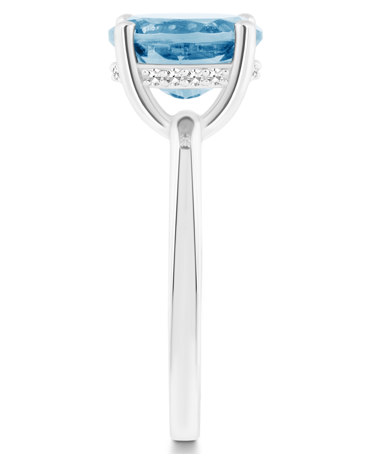 Macy's Women's(3-3/5 ct.t.w.) and Diamond Accent Ring in Sterling Silver - Sky Blue Topaz