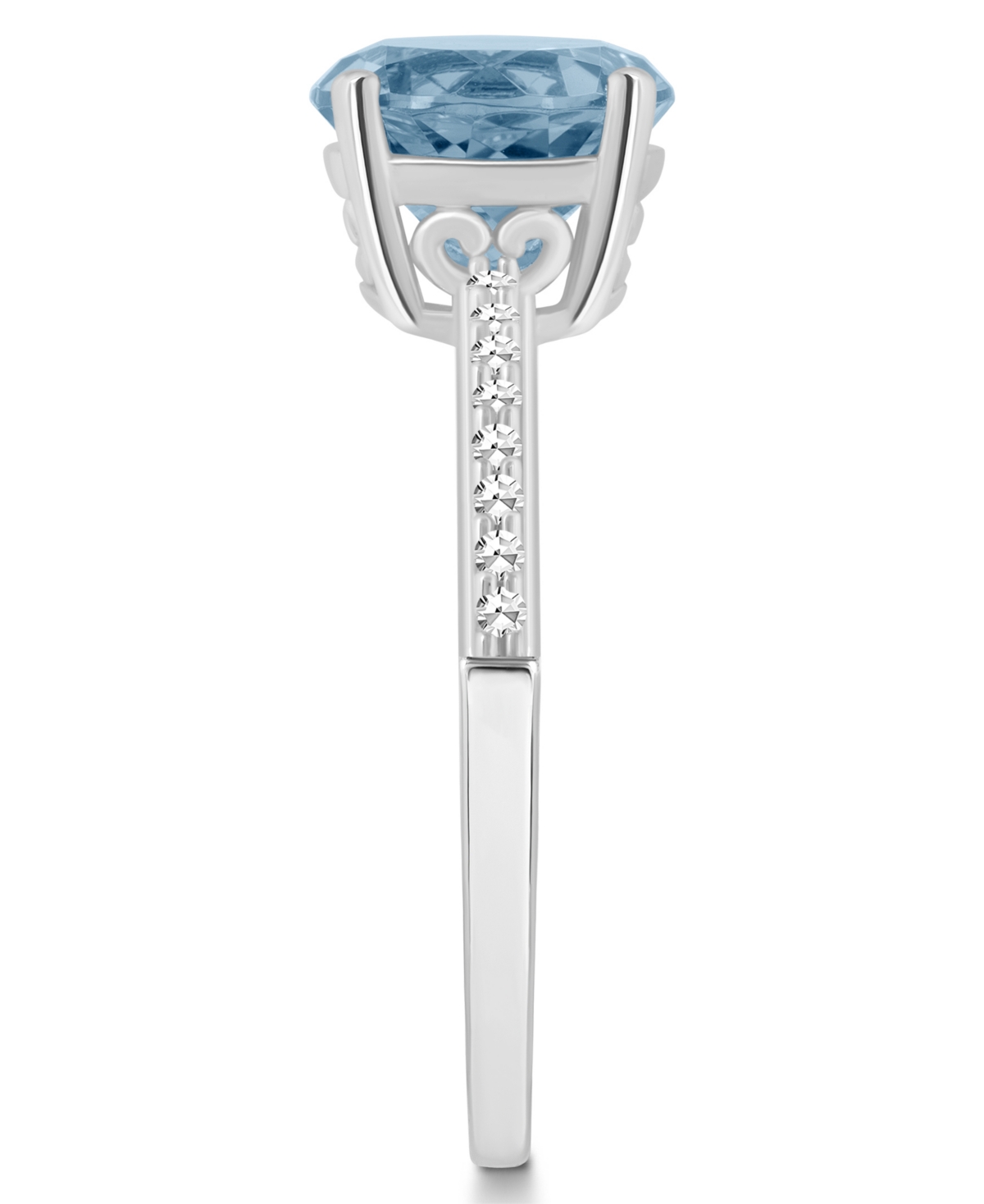 Macy's Women's(2-2/5 ct.t.w.) and Diamond (1/10 ct.t.w.) Ring in Sterling Silver - Sky Blue Topaz