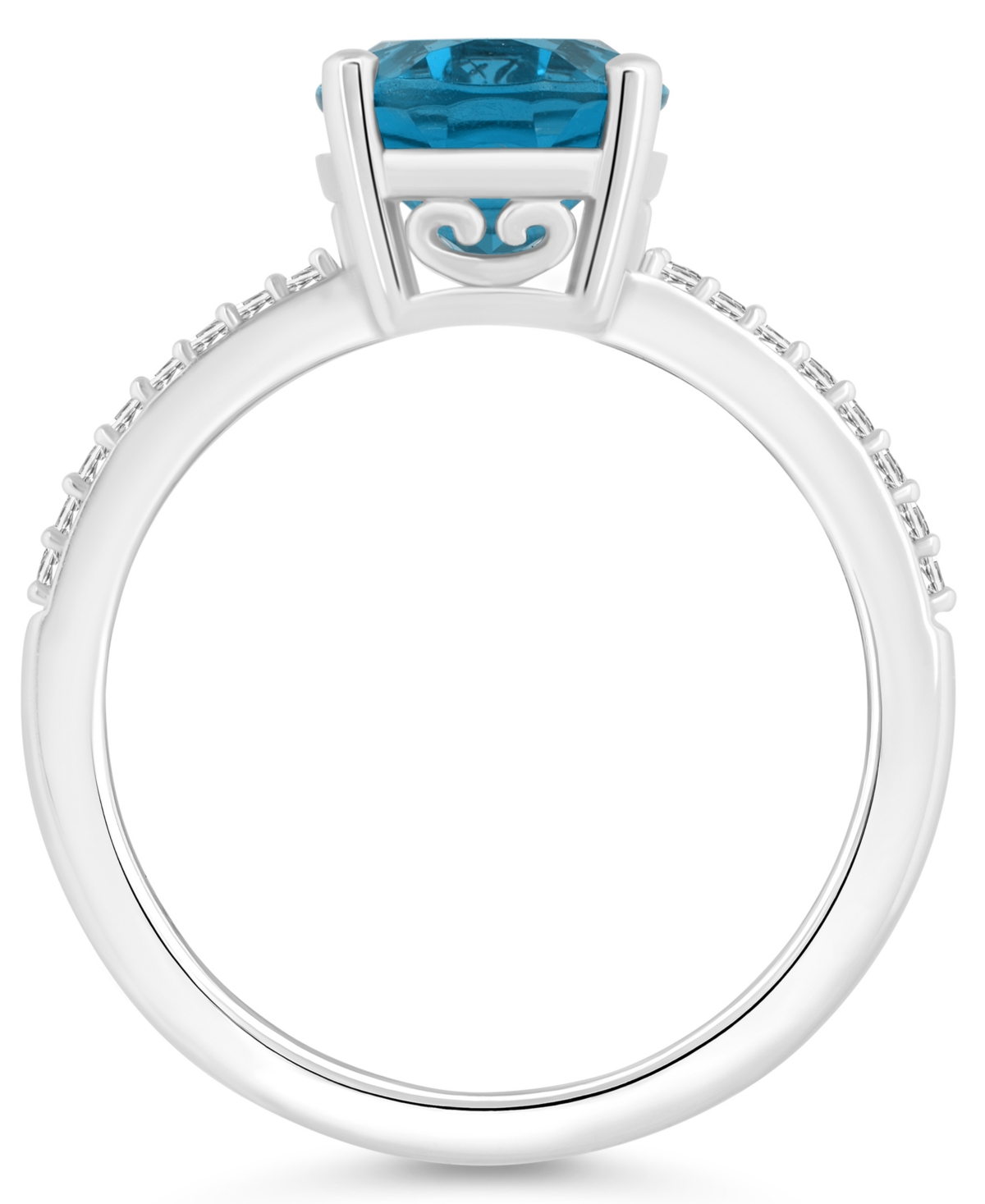 Macy's Women's(3-3/5 ct.t.w.) and Diamond (1/10 ct.t.w.) Ring in Sterling Silver - London Blue Topaz