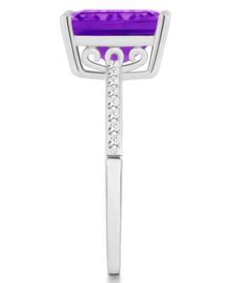 Women's Amethyst (3-1/6 ct.t.w.) and Diamond (1/10 ct.t.w.) Ring in Sterling Silver