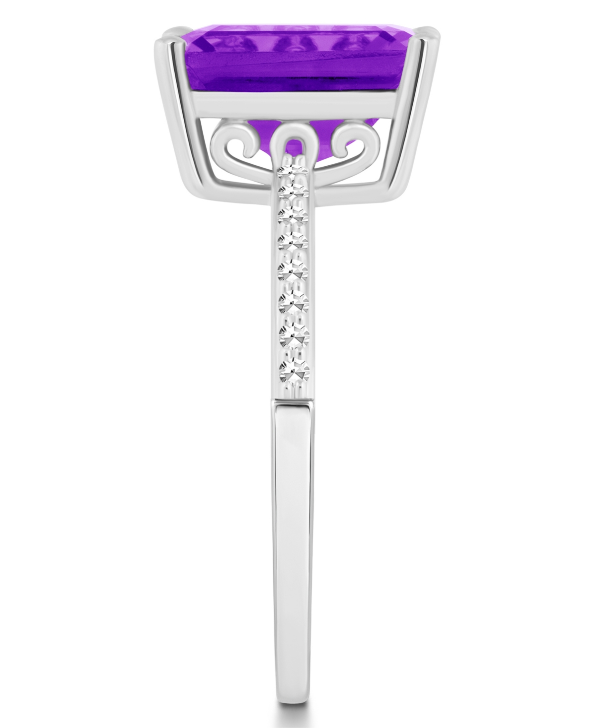 Macy's Women's(3-1/6 ct.t.w.) and Diamond (1/10 ct.t.w.) Ring in Sterling Silver - Amethyst