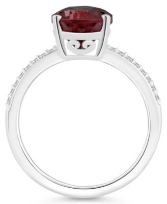 Women's Garnet (3-1/3 ct.t.w.) and Diamond (1/10 ct.t.w.) Ring in Sterling Silver