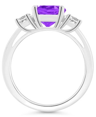 Women's Amethyst (1-3/4 ct.t.w.) and White Topaz (2/3 ct.t.w.) 3-Stone Ring in Sterling Silver