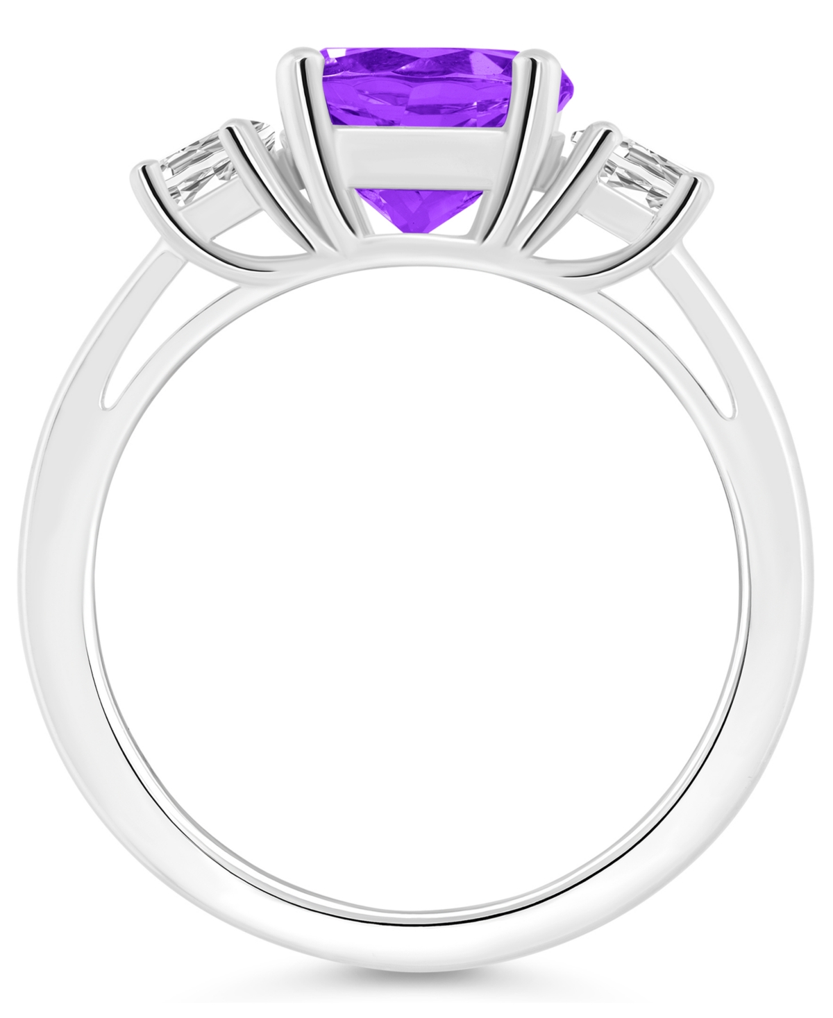 Macy's Women's(1-3/4 ct.t.w.) and White Topaz (2/3 ct.t.w.) 3-Stone Ring in Sterling Silver - Amethyst