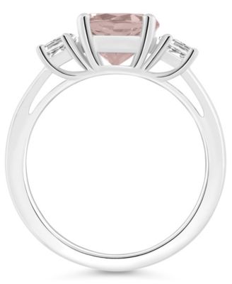 Women's Rose Quartz (1-3/4 ct.t.w.) and White Topaz (2/3 ct.t.w.) 3-Stone Ring in Sterling Silver