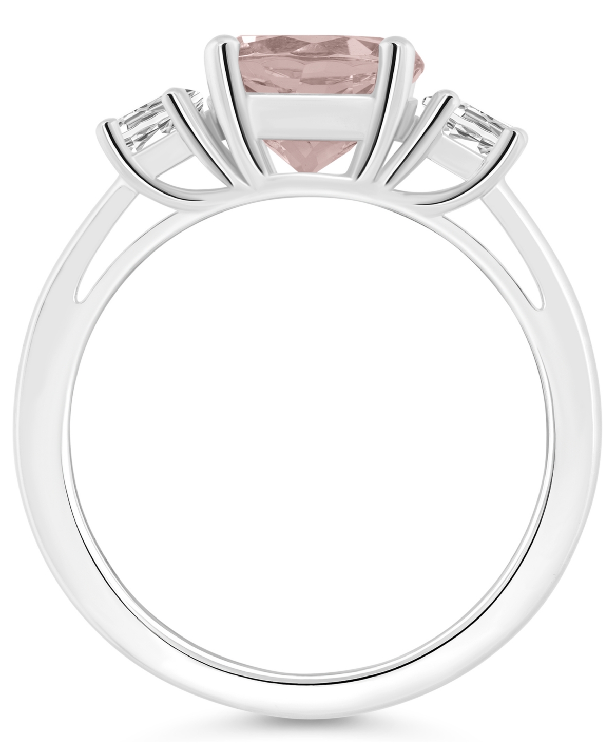 Macy's Women's(1-3/4 ct.t.w.) and White Topaz (2/3 ct.t.w.) 3-Stone Ring in Sterling Silver - Rose Quartz