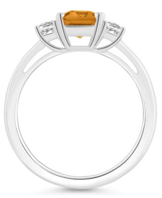 Women's Citrine (1-3/5 ct.t.w.) and White Topaz (3/4 ct.t.w.) 3-Stone Ring in Sterling Silver
