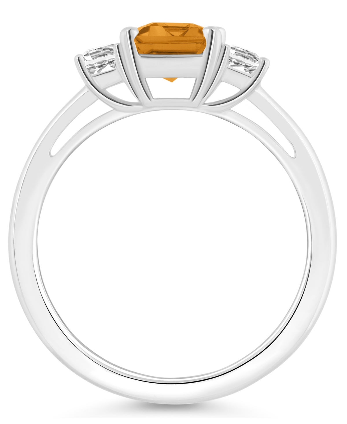Macy's Women's(1-3/5 ct.t.w.) and White Topaz (3/4 ct.t.w.) 3-Stone Ring in Sterling Silver - Citrine