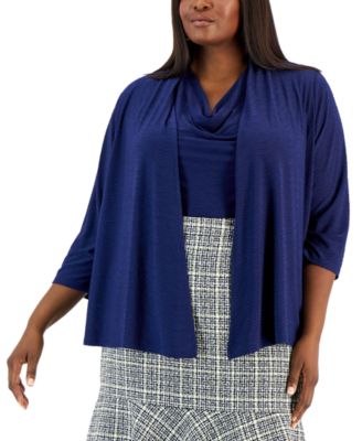 Kasper - Plus Size Open-Front Cardigan Sweater