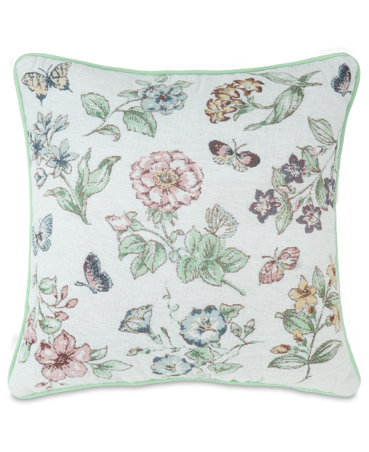 Lenox Butterfly Meadow Tapestry Decorative Pillow, 18" X 18" In White Multi