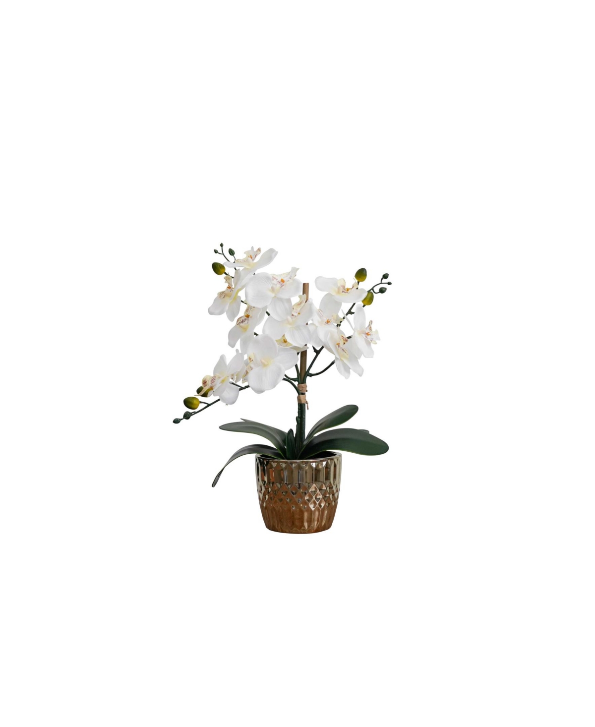 Desktop Artificial Orchid in Decorative Ceramic Vase, 16" - Gold-Tone