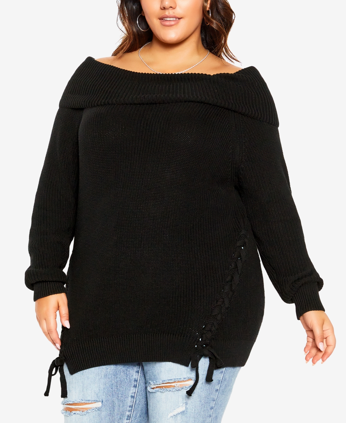 Plus Size Intertwine Sweater - Black