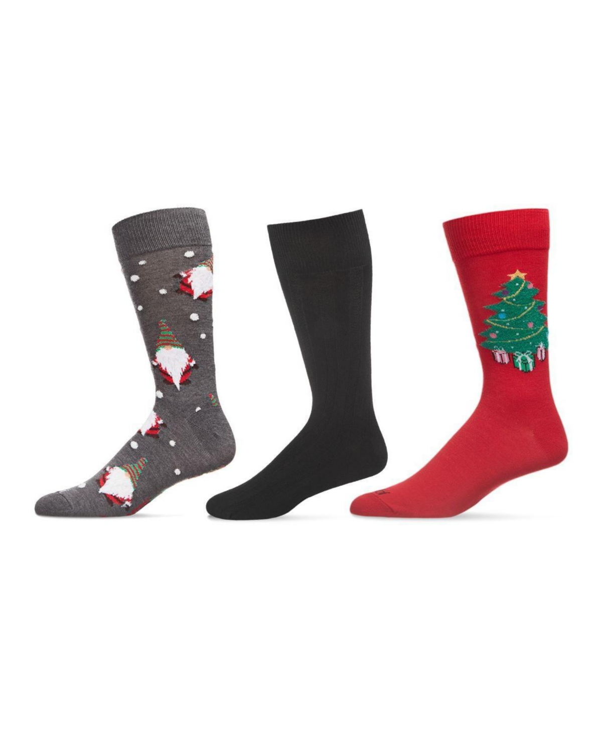 Men's Christmas Assortment Socks, Pack of 3 - Dark Gray, Black, Red