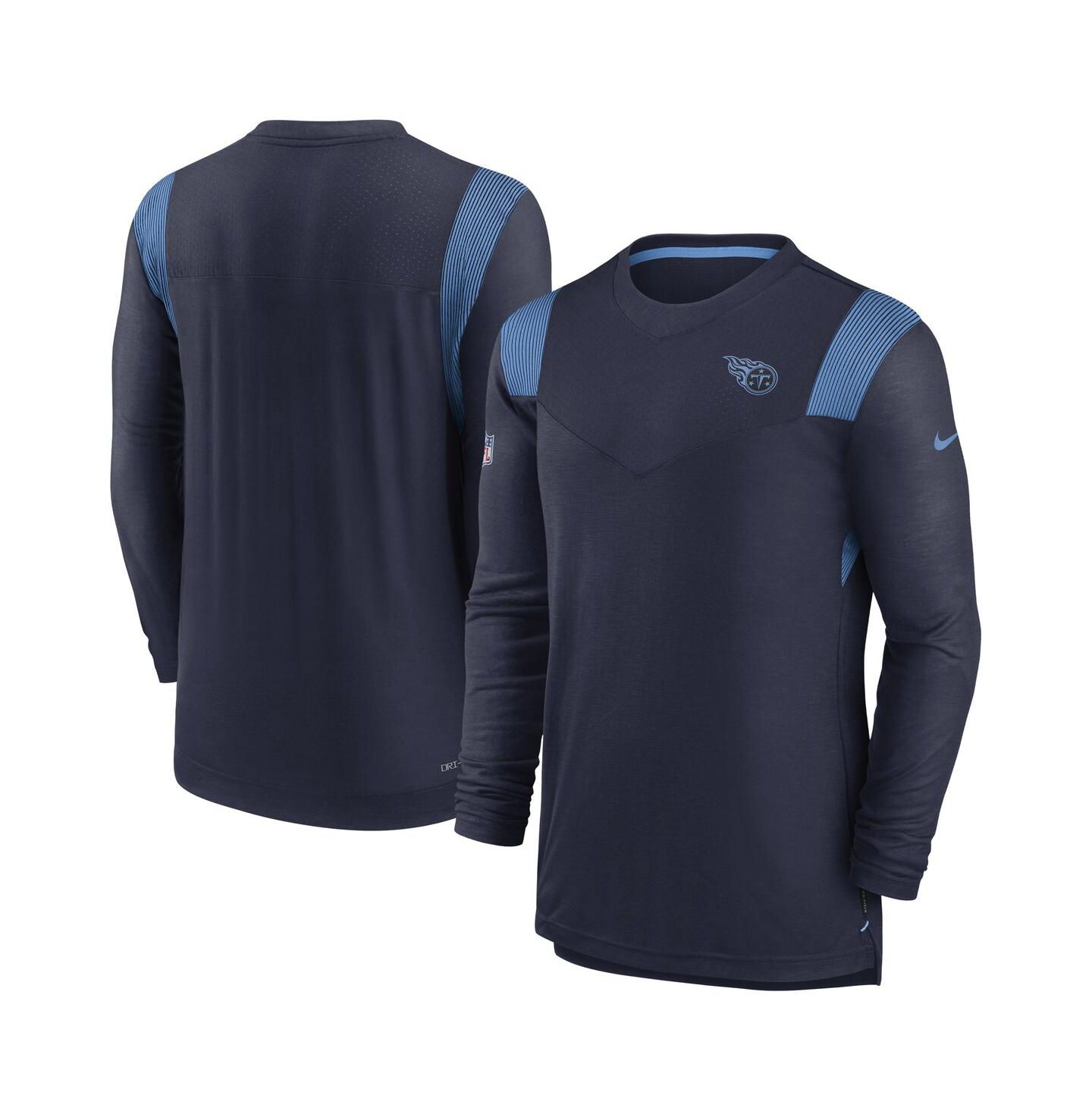 Мужская футболка Nike Navy Tennessee Titans Sideline Tonal Logo Performance Player Long Sleeve — фото 1