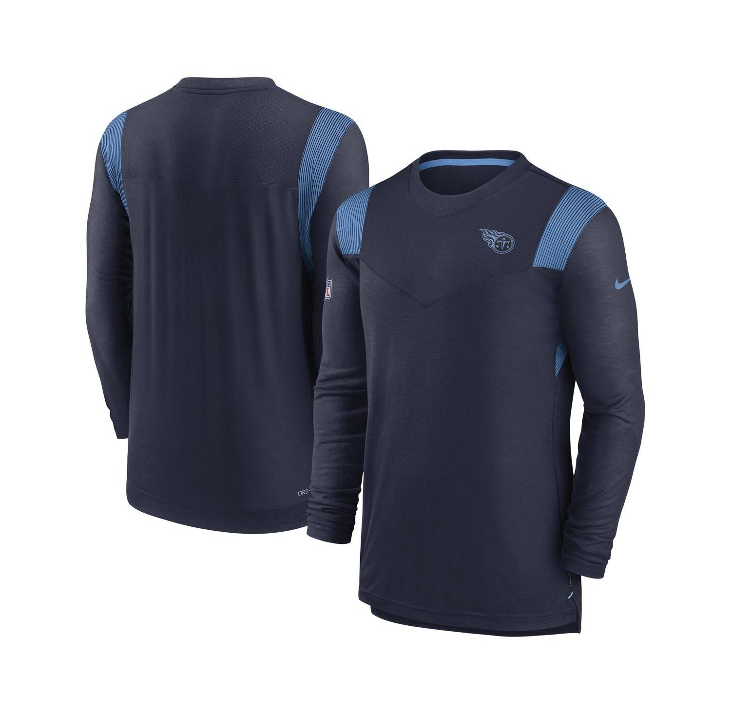 Men's Navy Tennessee Titans Sideline Tonal Logo Performance Player Long Sleeve T-shirt