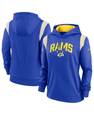 Women's Royal Los Angeles Rams Sideline Stack Performance Pullover Hoodie