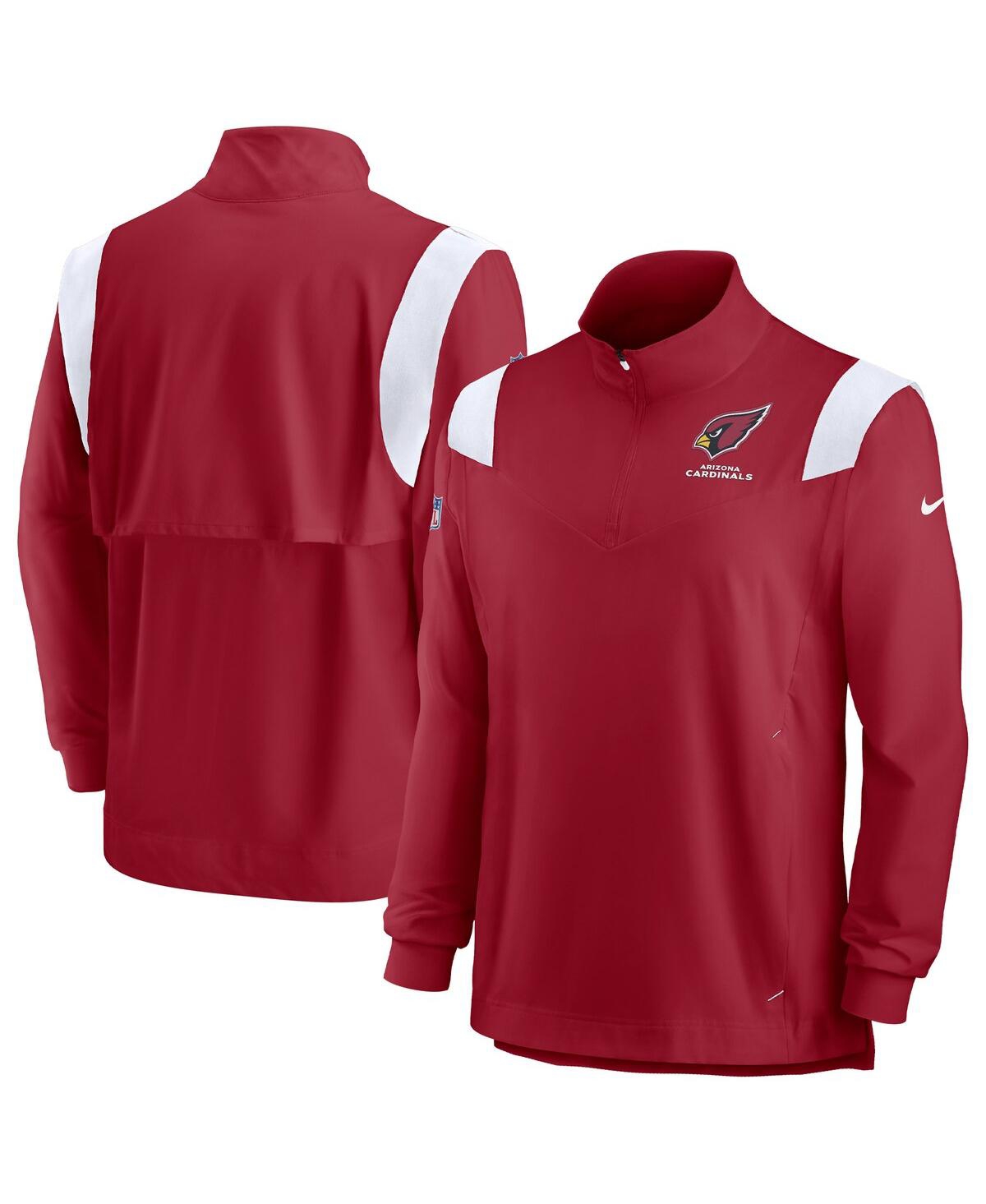 Shop Nike Men's  Cardinal Arizona Cardinals Sideline Coaches Chevron Lockup Quarter-zip Top