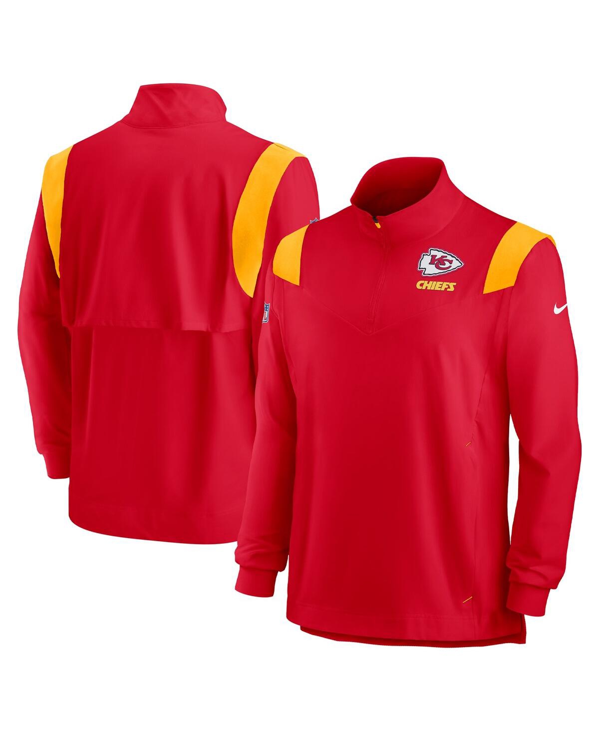 Nike Men's  Red Kansas City Chiefs Sideline Coach Chevron Lockup Quarter-zip Long Sleeve Top