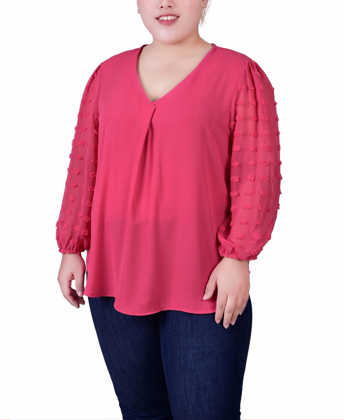 Ny Collection Plus Size V-neck Blouse In Holly Berry