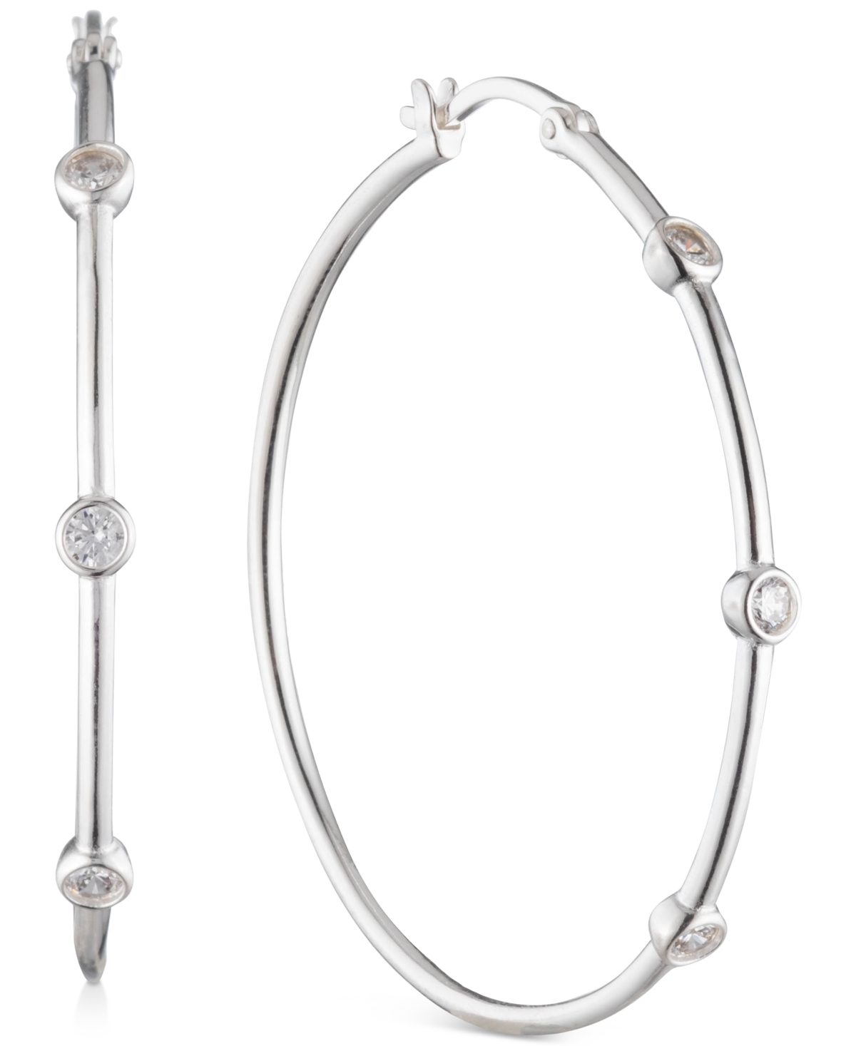 Lauren Ralph Lauren Crystal Small Hoop Earrings in Sterling Silver, 0.8" - Silver