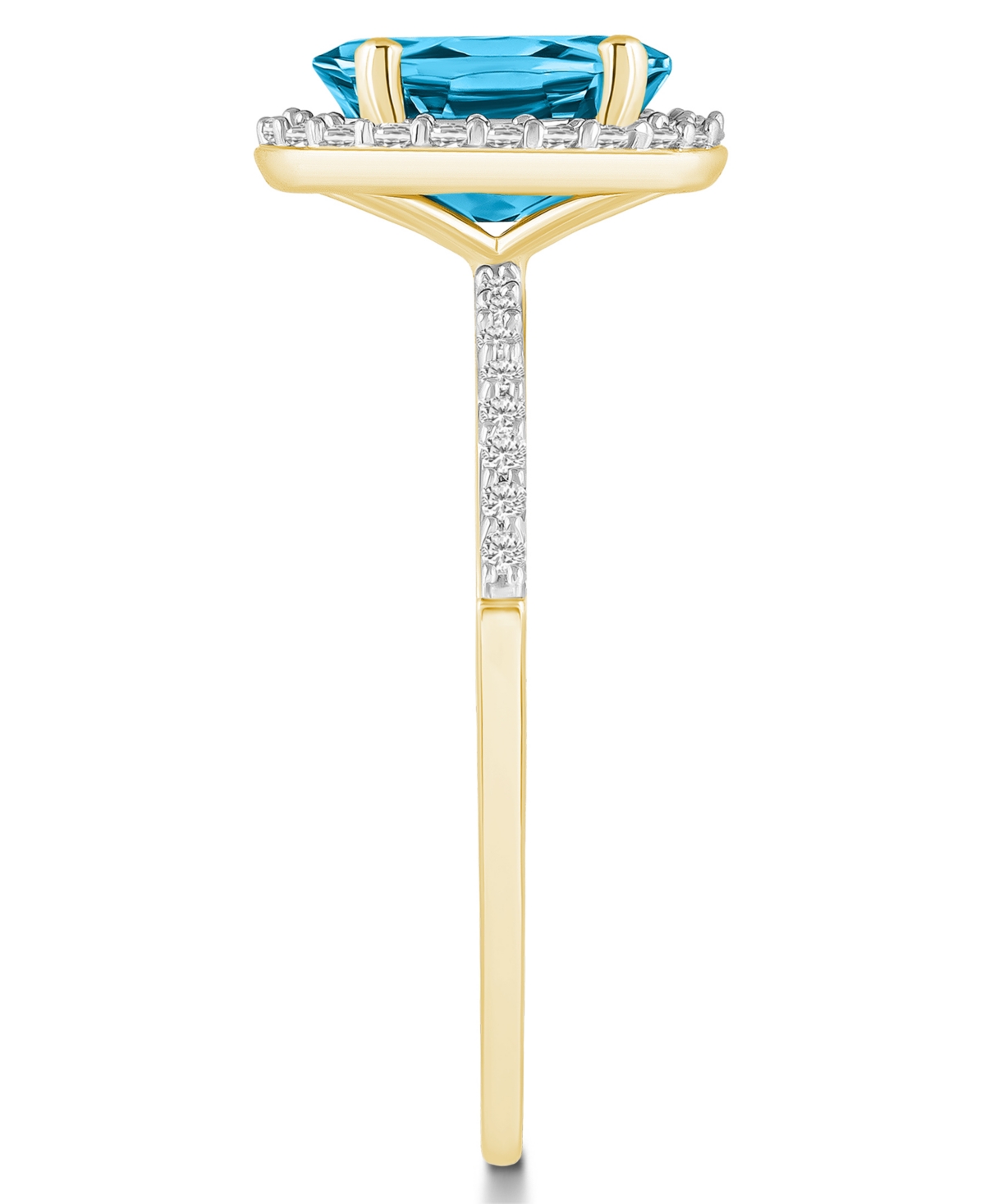 (1-3/5 ct. t.w.) and Lab-Grown Sapphire (1/5 ct. t.w.) Halo Ring in 10K Yellow Gold - Blue Topaz