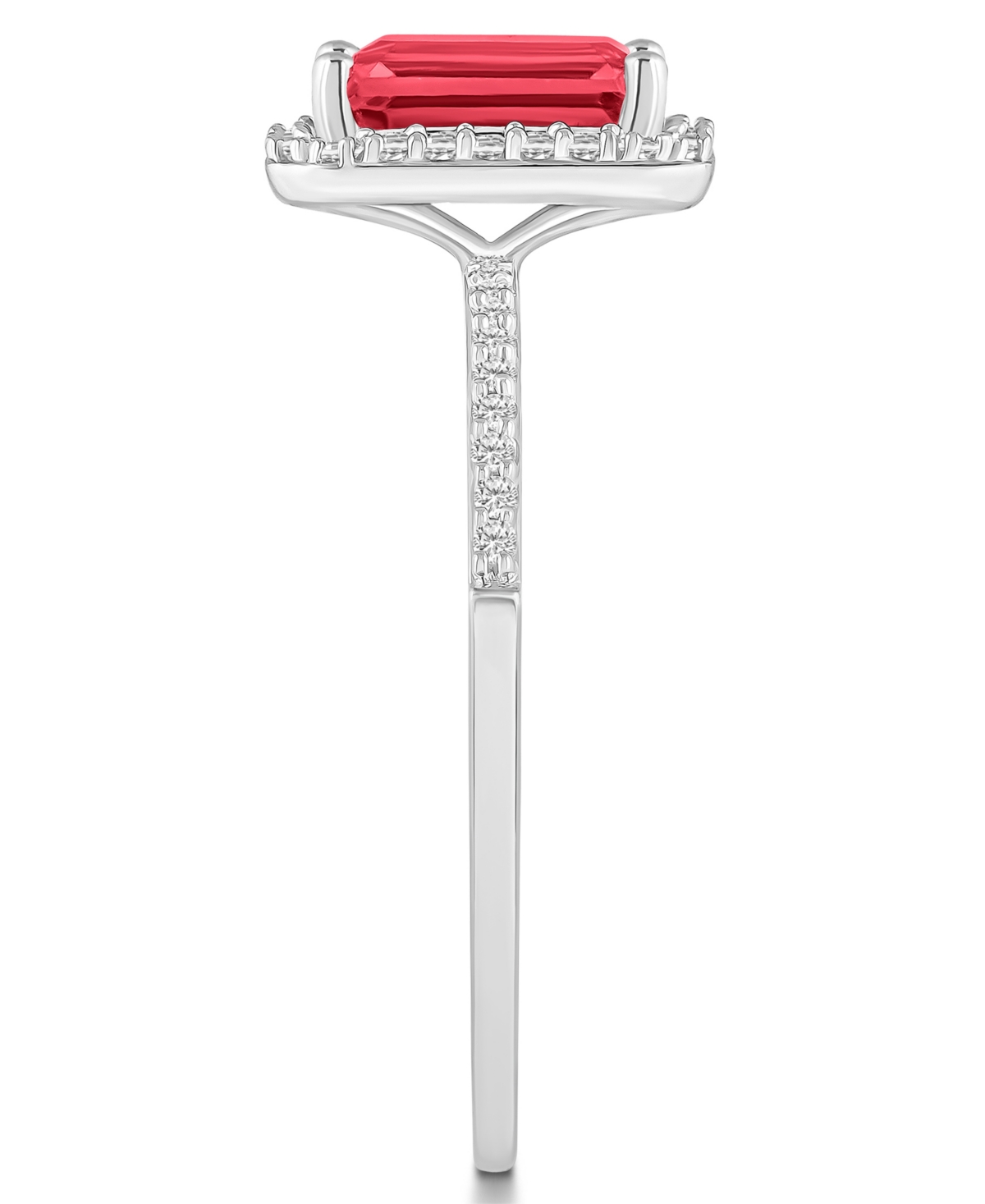 Lab-Grown(2 ct. t.w.) and Lab-Grown Sapphire (1/4 ct. t.w.) Halo Ring in 10K White Gold - Ruby