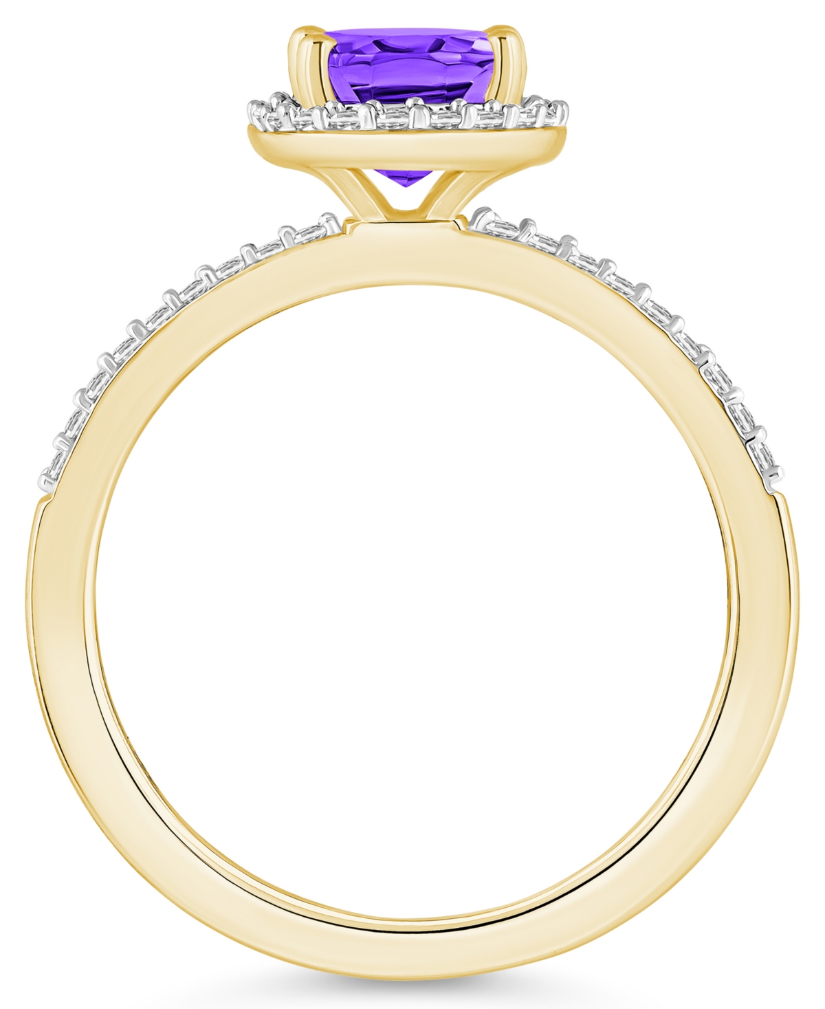 Macy's(1-1/5 ct. t.w.) and Lab Grown Sapphire (1/5 ct. t.w.) Halo Ring in 10K Yellow Gold - Amethyst