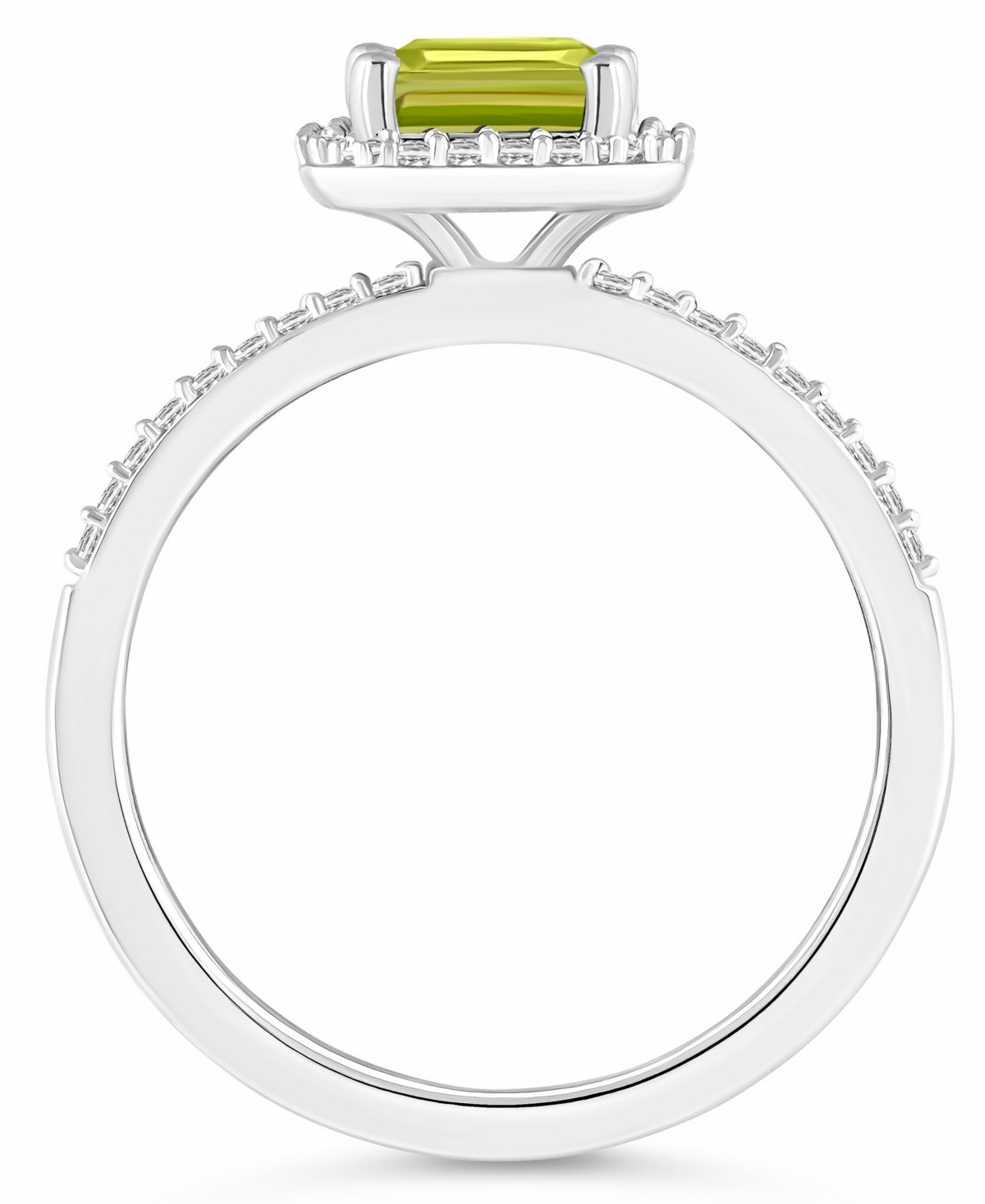 (1-2/3 ct. t.w.) and Lab-Grown Sapphire (1/4 ct. t.w.) Halo Ring in 10K White Gold - Peridot