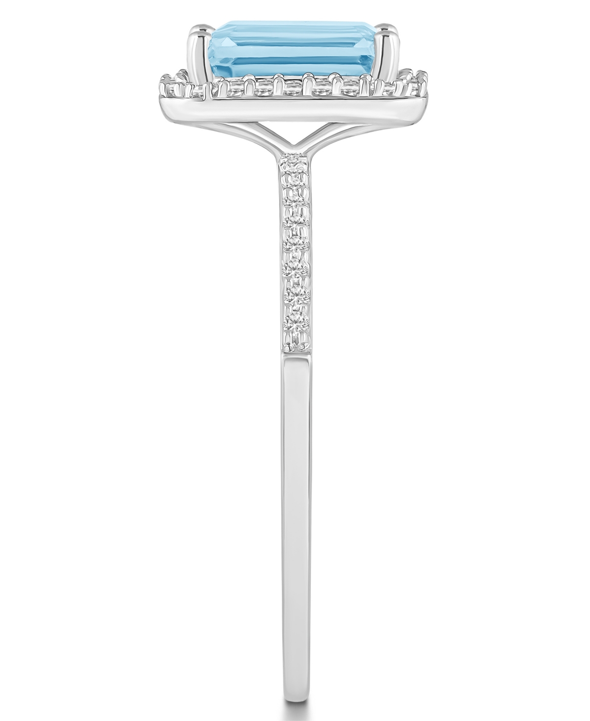 Lab-Grown Spinel(1-3/4 ct. t.w.) and Lab-Grown Sapphire (1/4 ct. t.w.) Halo Ring in 10K White Gold - Aquamarine