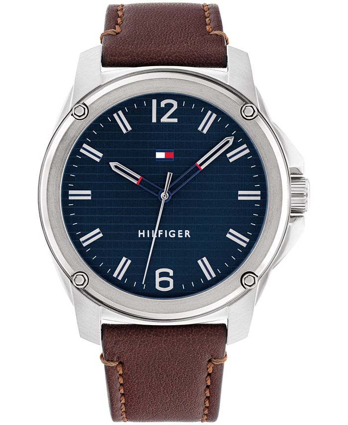 Tommy Hilfiger Men s Brown Leather Strap Watch 44mm Macy s
