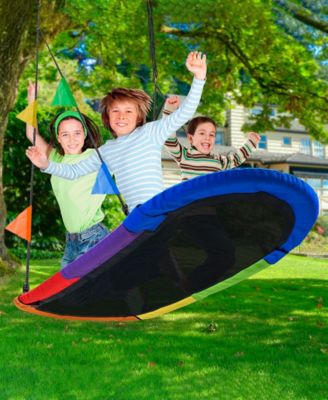 Saucer Surf Swing - Surf's Up Playground Fun with Flags - Portable, Sturdy, Holds 330lbs!