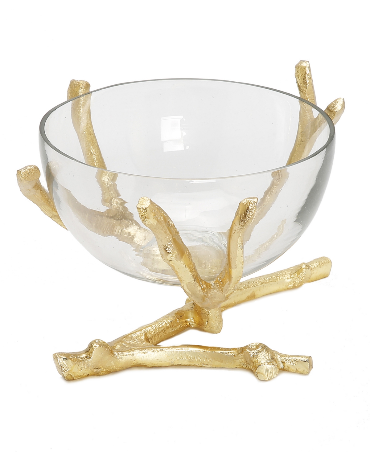 Classic Touch Twig Base Removable Glass Bowl, - Gold-Tone