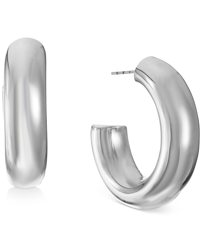 Alfani Silver Tone Medium Wide C Hoop Earrings 1.25