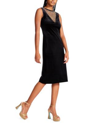 Betsey Johnson Women's Embellished Velvet Bodycon Dress - Macy's