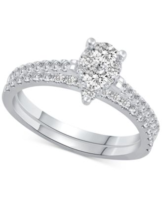 Macy's - Diamond Teardrop Cluster Bridal Set (3/4 ct. t.w.) in 14k White Gold