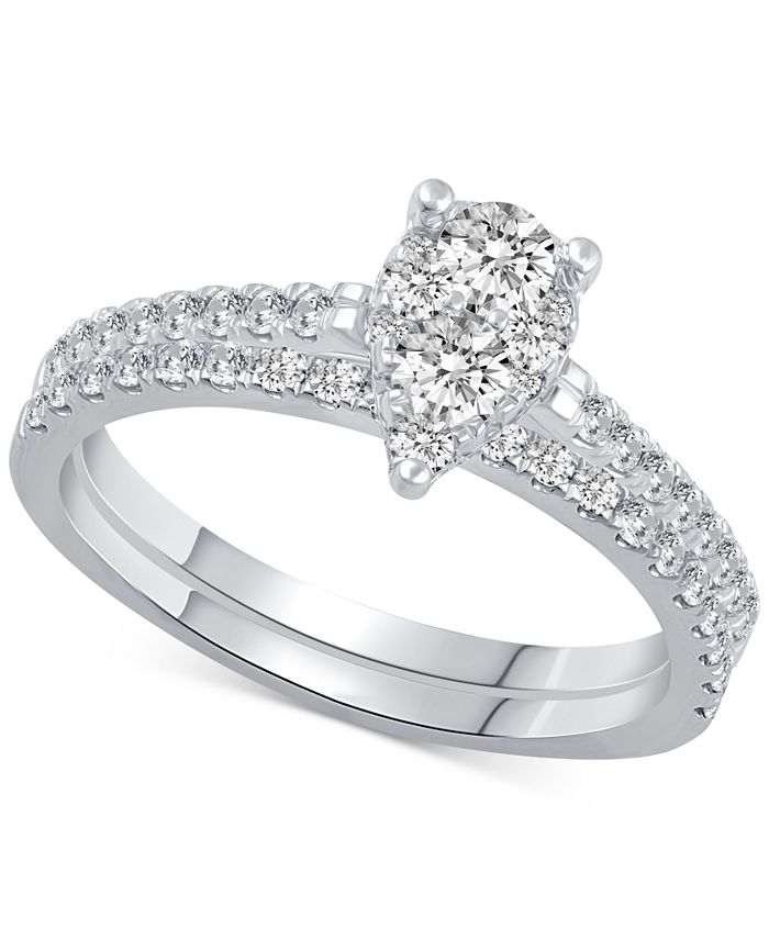 Macy s Diamond Teardrop Cluster Bridal Set 3 4 ct. t.w. in 14k