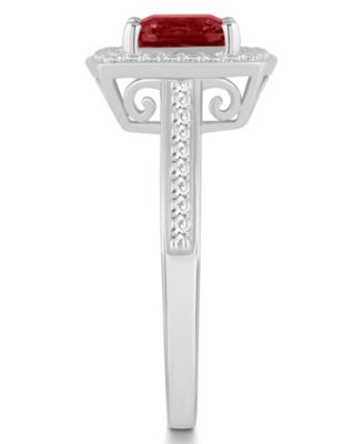 Garnet (1-3/4 ct. t.w.) and Diamond (1/4 ct. t.w.) Halo Ring in Sterling Silver