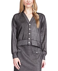 Women's Shimmer Button Cardigan