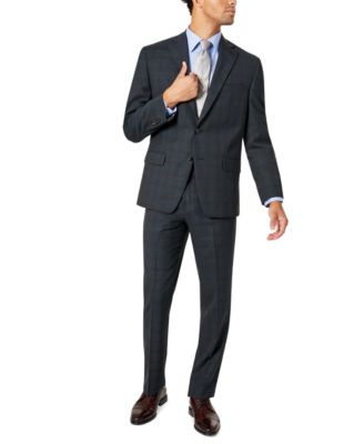 Michael Kors Mens Modern Fit Airsoft Stretch Wool Suit In Blue Plaid