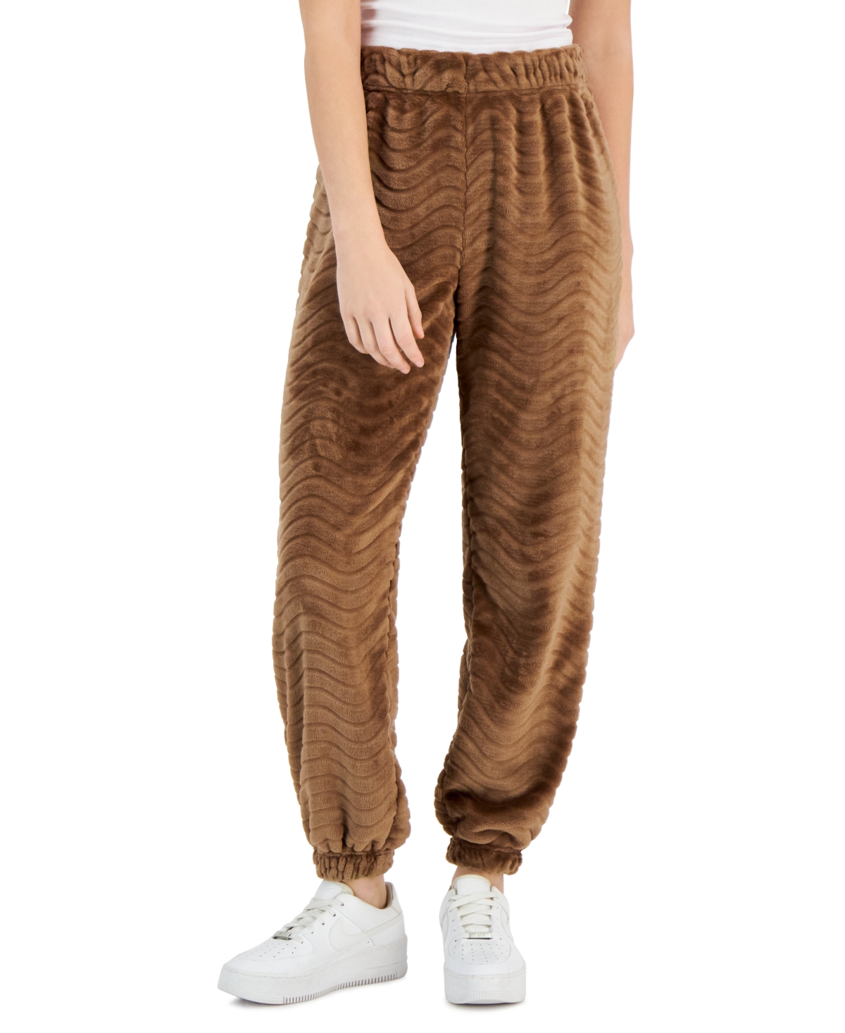 Crave Fame Juniors' Faux-Fur Embossed Jogger Pants