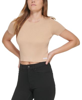 Calvin Klein Jeans - Petite Ribbed Cropped Short-Sleeve Top
