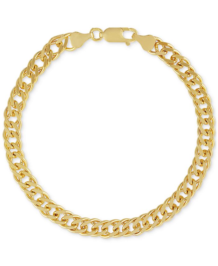 Esquire Men's Jewelry Fancy Curb Link Chain Bracelet in 14k Gold-Plated ...