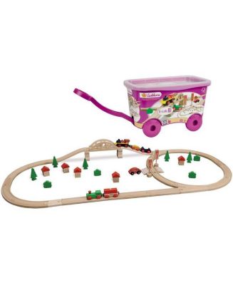 Simba Toys Eichhorn Wooden Train with Bridge and Storable Wagon Set, 55 ...