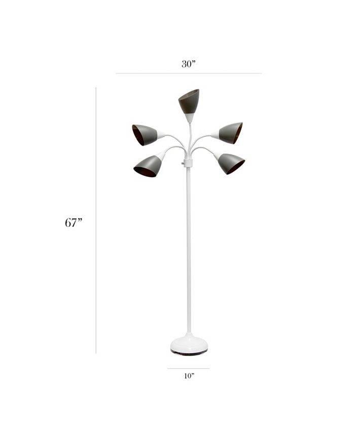 All The Rages Simple Designs 5 Light Adjustable Gooseneck Floor Lamp ...